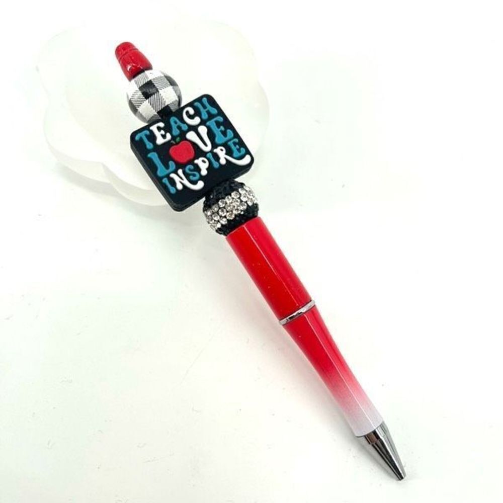 Teach love inspire pen handmade NEW teacher apple rhinestone bling teal red blac